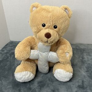 Goffa Plush Praying Bear With Cross 14 Inch Bedtime Prayer